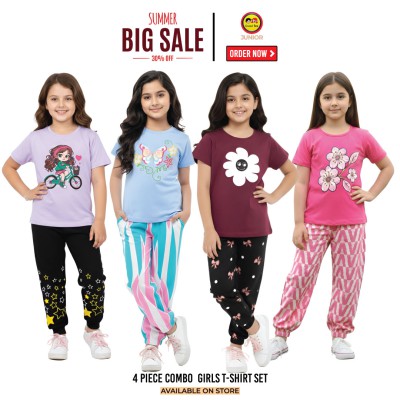 🎀 Girls Summer Fashionable T-Shirt Combo Set✨