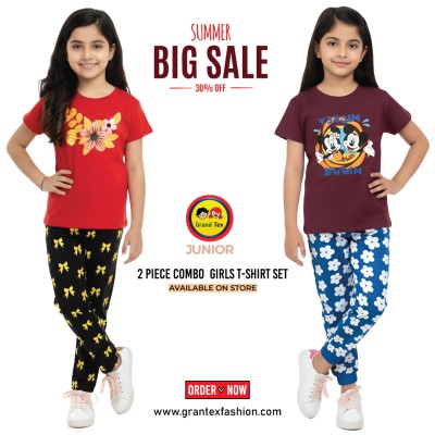 🎀 Girls Summer Fashionable T-Shirt Combo Set✨