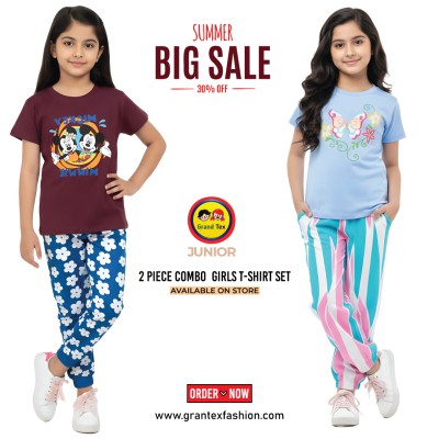 🎀 Girls Summer Fashionable T-Shirt Combo Set✨