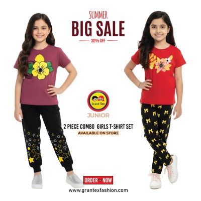 🎀 Girls Summer Fashionable T-Shirt Combo Set✨