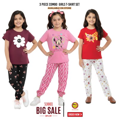 🎀 Girls Summer Fashionable T-Shirt Combo Set✨