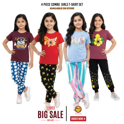 🎀 Girls Summer Fashionable T-Shirt Combo Set✨