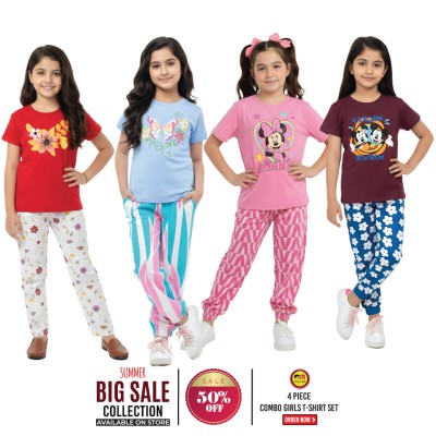 🎀 Girls Summer Fashionable T-Shirt Combo Set✨