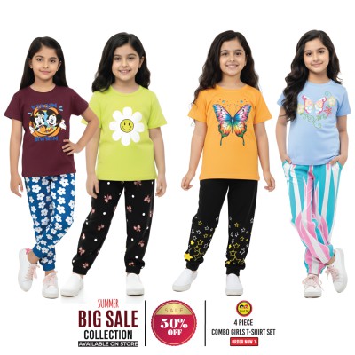 🎀 Girls Summer Fashionable T-Shirt Combo Set✨
