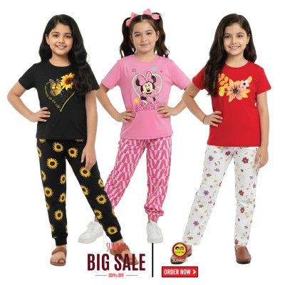 🎀 Girls Summer Fashionable T-Shirt Combo Set✨