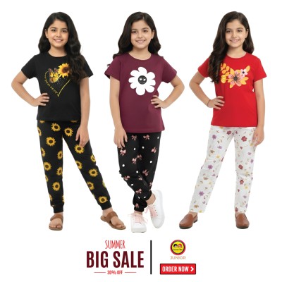 🎀 Girls Summer Fashionable T-Shirt Combo Set✨