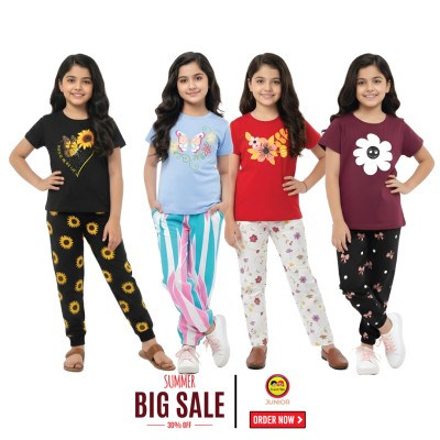 🎀 Girls Summer Fashionable T-Shirt Combo Set✨