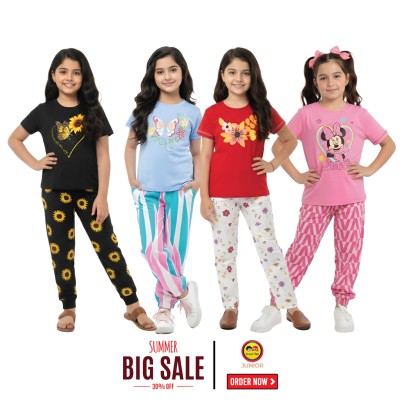 🎀 Girls Summer Fashionable T-Shirt Combo Set✨
