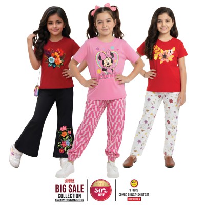 🎀 Girls Summer Fashionable T-Shirt Combo Set✨