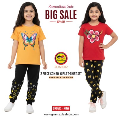 🎀 Girls Fashionable T-Shirt combo Set✨ Code: 1516