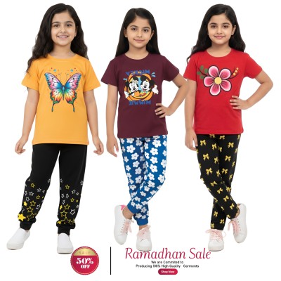 🎀 Girls Fashionable T-Shirt combo Set✨ Code: 1516