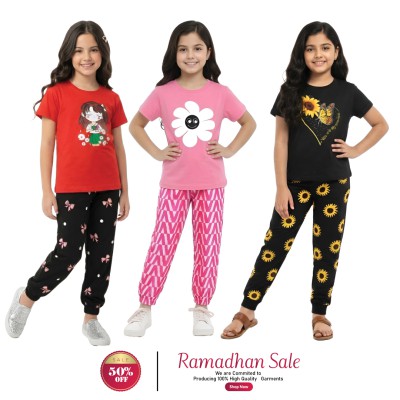 🎀 Girls Fashionable T-Shirt combo Set✨